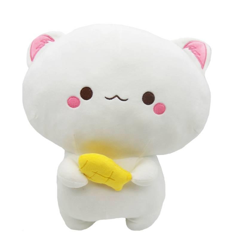 Cat With Peach Fish Plush Toy Cartoon Stuffed Doll Room Decoration Kids Gift