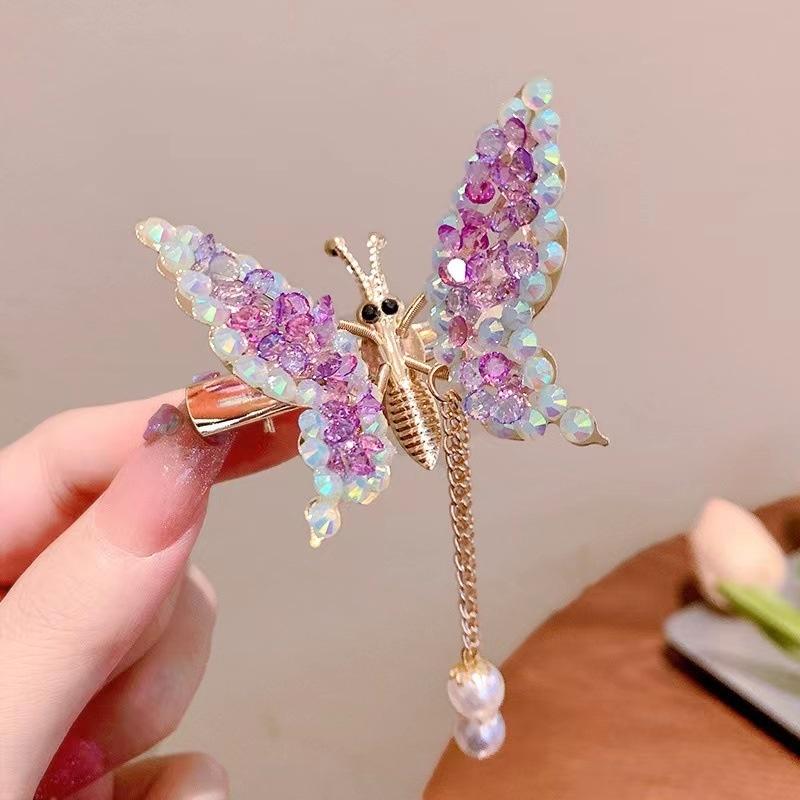 Flash Diamond  Butterfly That Will Shake Hairpins Cute Children Headwear Girls Clips Woman Barrettes Hairgrips Hair Accessories
