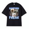 Diagnosed Freak Funny Watermelon Cat Meme Tshirt Unisex Womens Summer Streetwear Tee Shirt Fashion Oversized Cotton Humor T Shirt