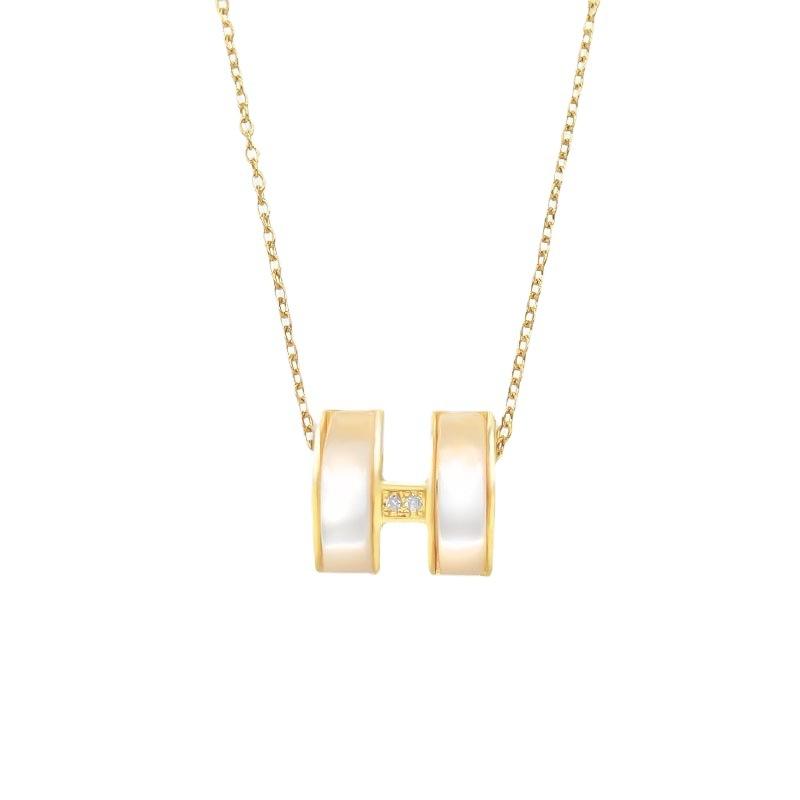 Opal H Titanium Steel Necklace Premium Trendy Versatile Clavicle Chain