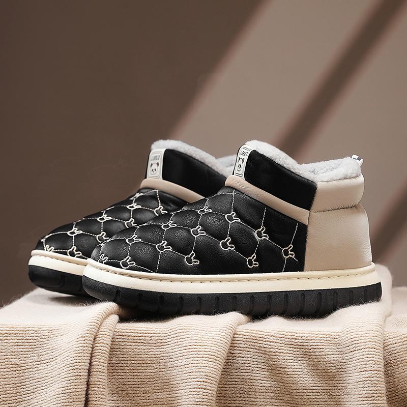 New Fashion Winter Cotton Shoes for Men Warm Waterproof Snow Boots Casual Leather Ankle Boots for Men Thick Bottom Slip Ons Boot