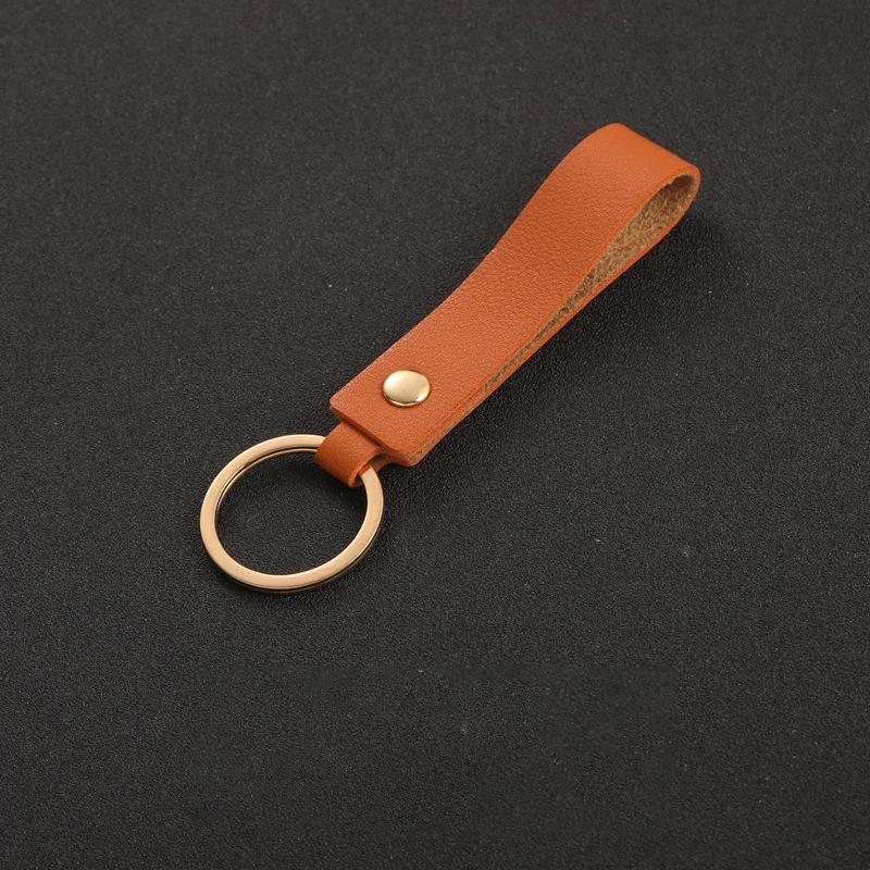 

Blank PU Leather Keychain - Simple Car Key Holder for Men Women with Metal Ring Business Wedding Party Gift Pink коричневий