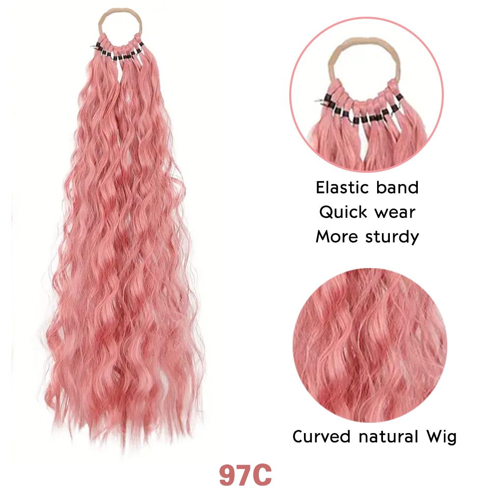 XINRAN Synthetic Long Curly With Elastic Band Ponytail Extension Wrap Around Heat Resistant Pony Tail For Women Daily Party Wear