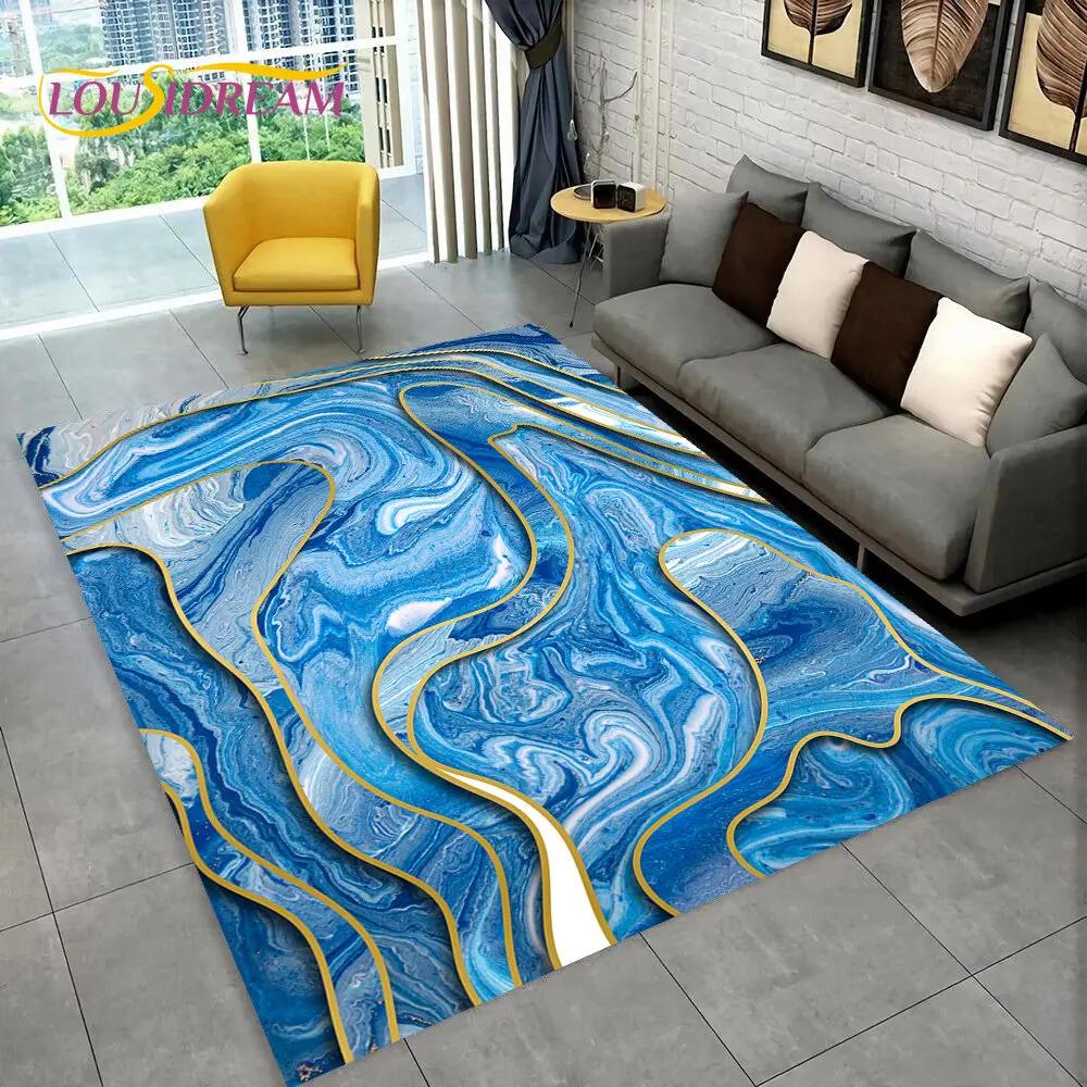 3D Colour Gold Nordic Marble Splendid Area Rug,Carpet for Home Living Room Bedroom Sofa Doormat Kitchen Decor,Non-slip Floor Mat