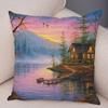 Vintage Colorful Style Coconut Tree Pillow Cover Country House Landscape Pillow Sofa Car Office Cushion Cover Home Decor