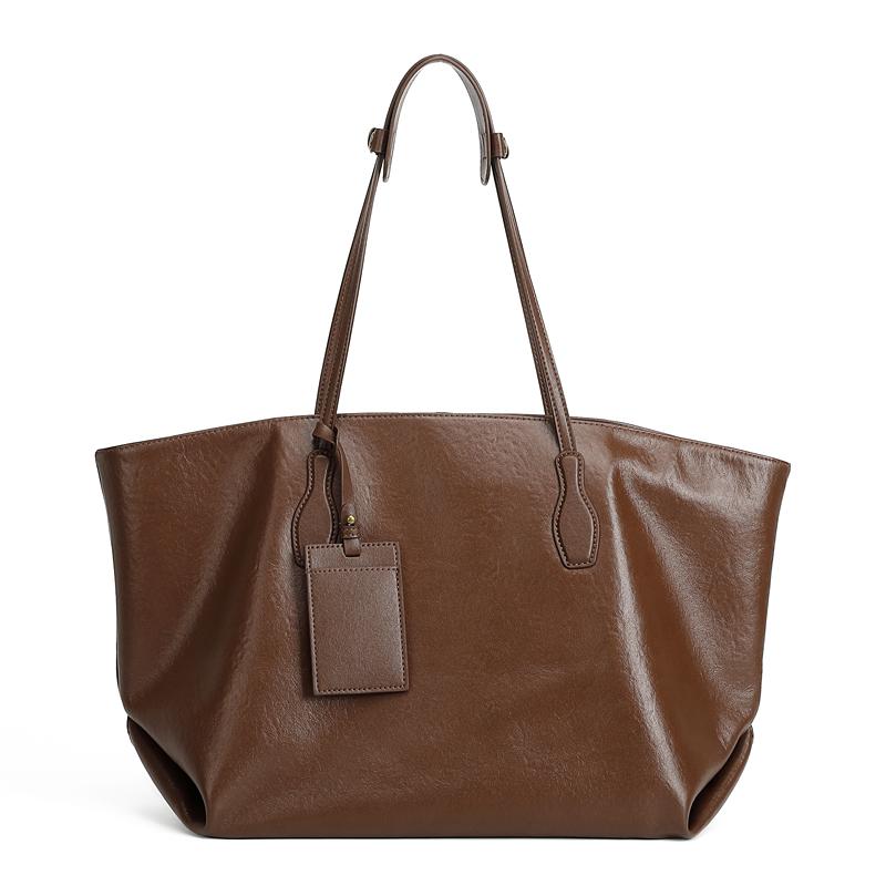 Burminsa Cowhide Genuine Leather Large Soft Shoulder Tote Bags For Women 2026 Luxury Designer Big Shopping Work Ladies Handbags