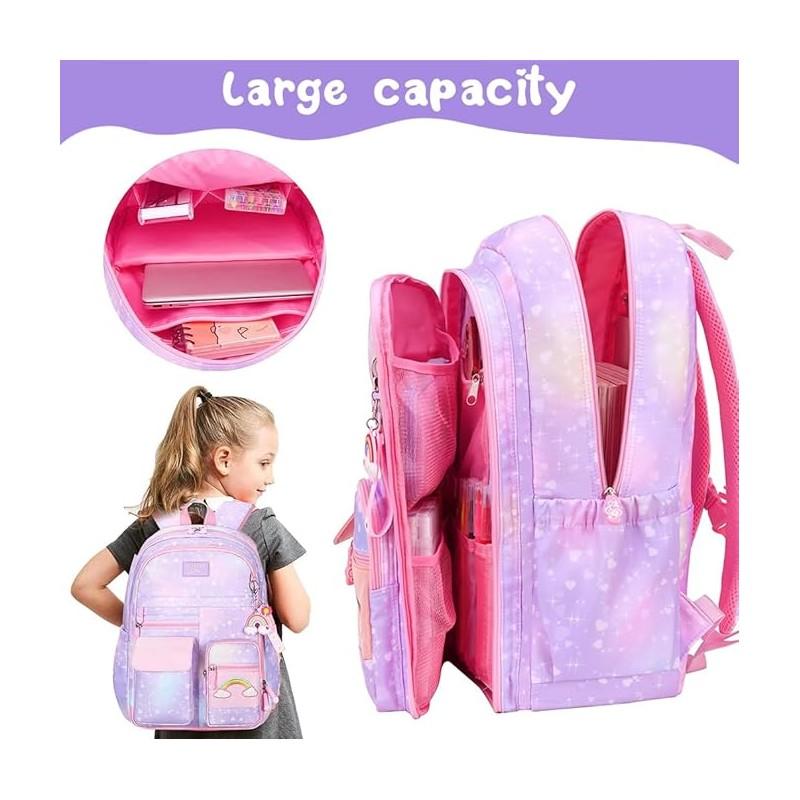 Schulrucksack Regenbogen Mit Schlüsselanhänger Jugendlich Für Mädchen Regenbogen