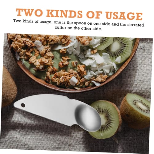 MOLUCKFU 2-Piece Kiwi Cutter Spoon, Stainless Steel Fruit Pulp Digger, Fruit Knife, Kitchen Spoon Cutter with Double-Sided Function