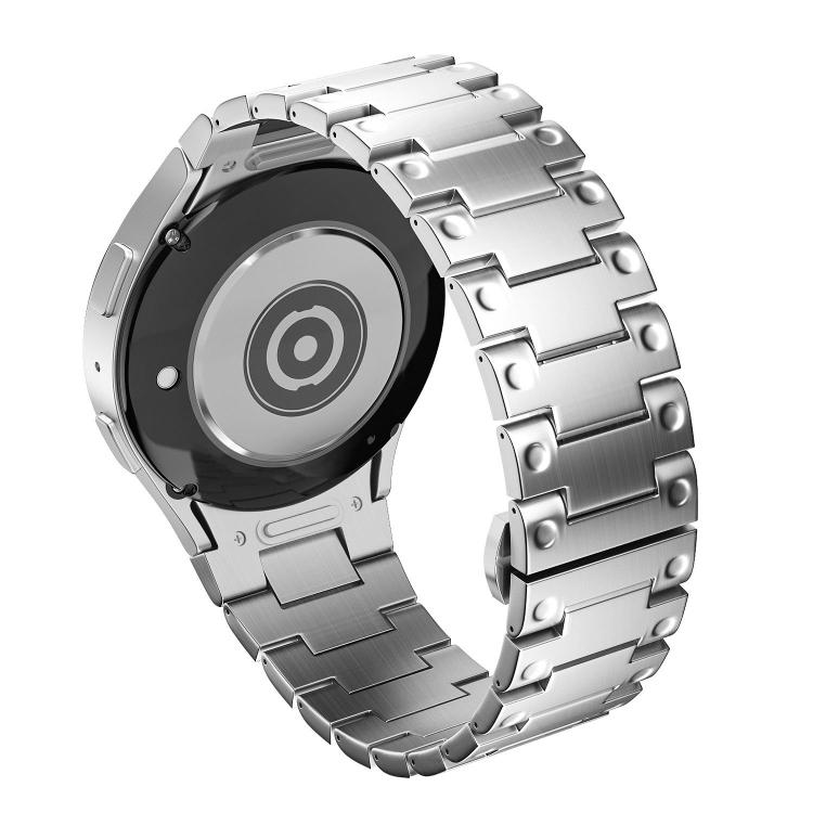 Push Button Mechanical Butterfly Clasp Stainless Steel Watch Band For Samsung Galaxy Watch FE/7/6/5/4, Adjustable Metal Replacement Strap