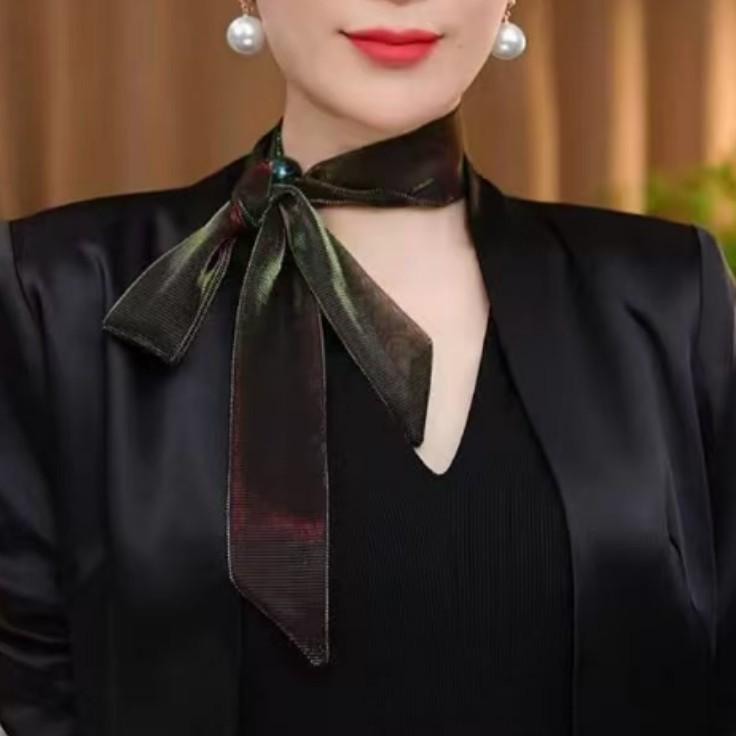 Korean Style Summer Iridescent Pearlescent Silk Scarf - Lightweight & Breathable