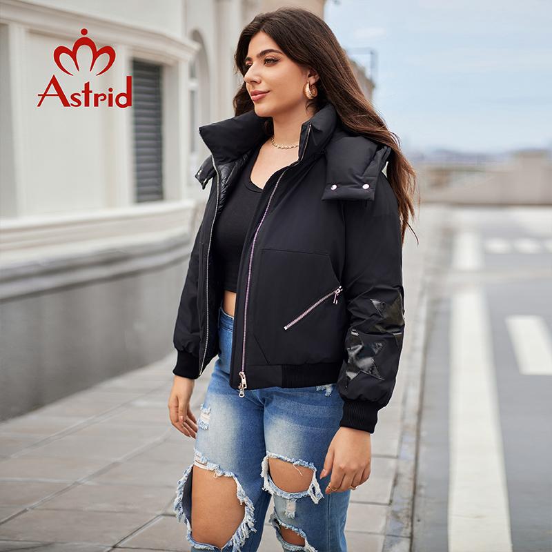 Astrid Women's Winter Down Jacket Plus Size Fashion Short Jacket Girl Thick Print Warm Female Parka Coats Fur Collar Hood AR-30192
