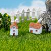 Miniature Resin Houses for Fairy Garden 2Pcs Mini Chimneyed Cottage Figurines, Rural House Building Ornaments DIY Micro Landscape Accessories