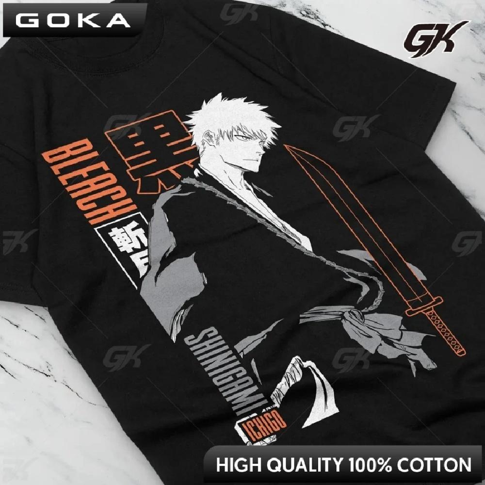 

Bleach Ичиго Куросаки Футболка Графические футболки Винтажная Классическая Одежда Мода Y2K Топ Харадзюку Индивидуальность Эстетика Харадзюку XXXXXL чёрный