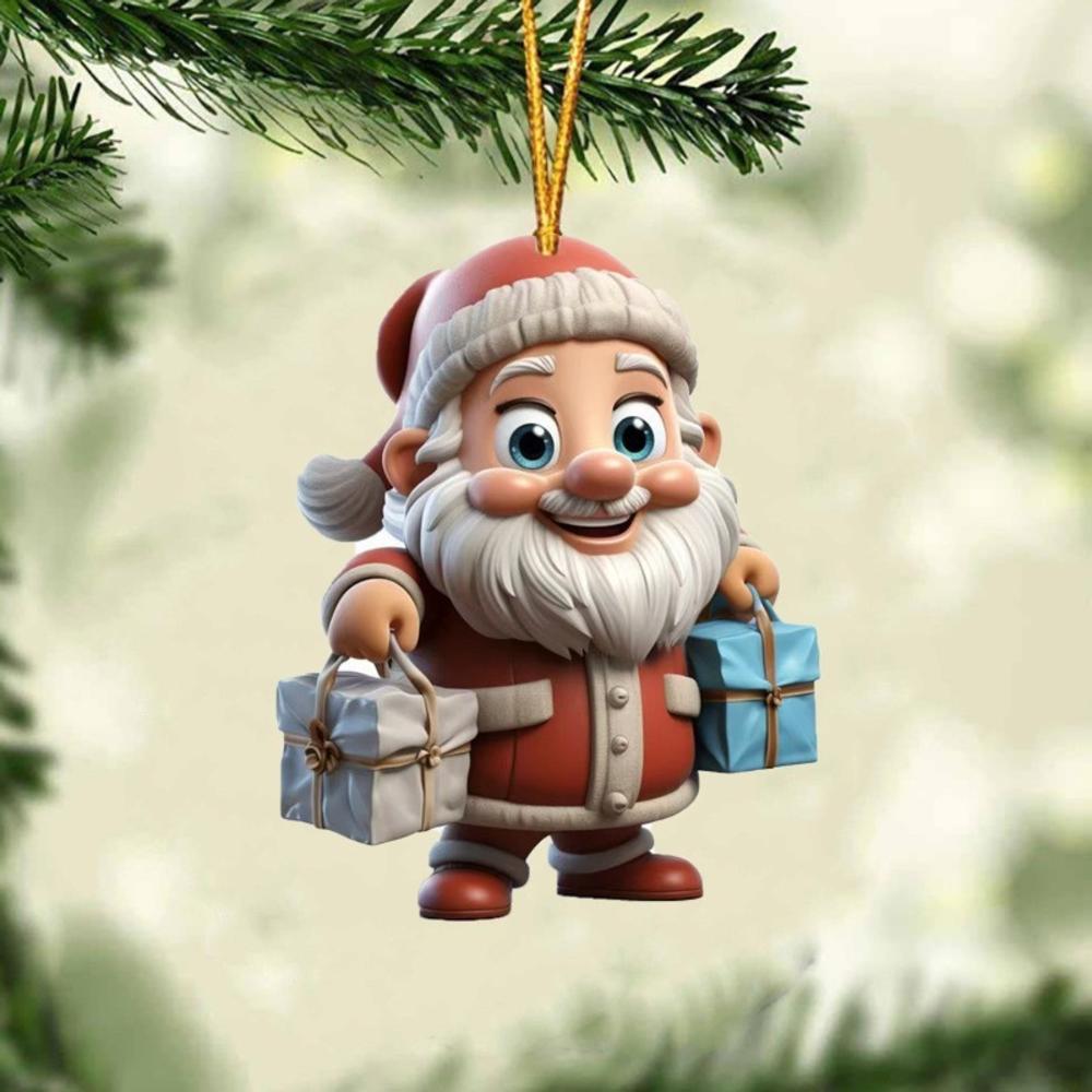 Christmas Tree Cat Pendant 2D Acrylic Christmas Hanging Decoration Funny Christmas Cat Snowman Ornaments Party Decor Xmas Gift