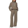 2025Women Coat Pants Set Stand Collar Long Sleeve Zip-up Elastic Cuff Jacket Drawstring Stretchy High Waist Wide Leg Trousers Sport Tracksuit