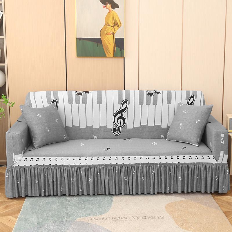 Sofa Cover with Elastic Band Skirt Universal All Season All Inclusive Cover Fabric Cover