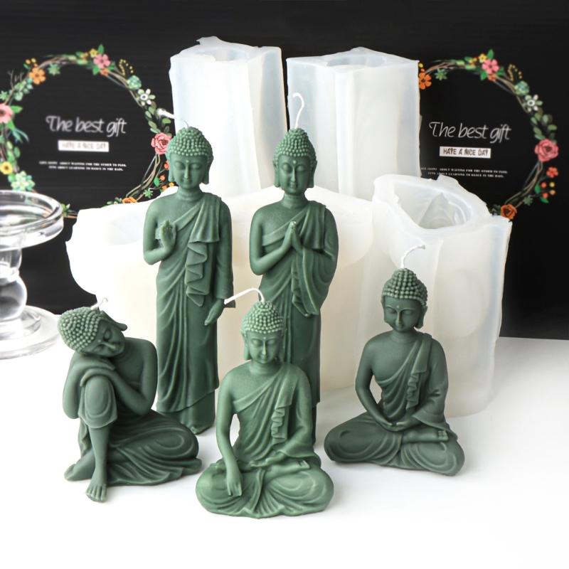 Buddha Statue Candle Resin Mold 3D Buddha Aromatherapy Candle Silicone Mould DIY Gypsum Crafts Making Decorations