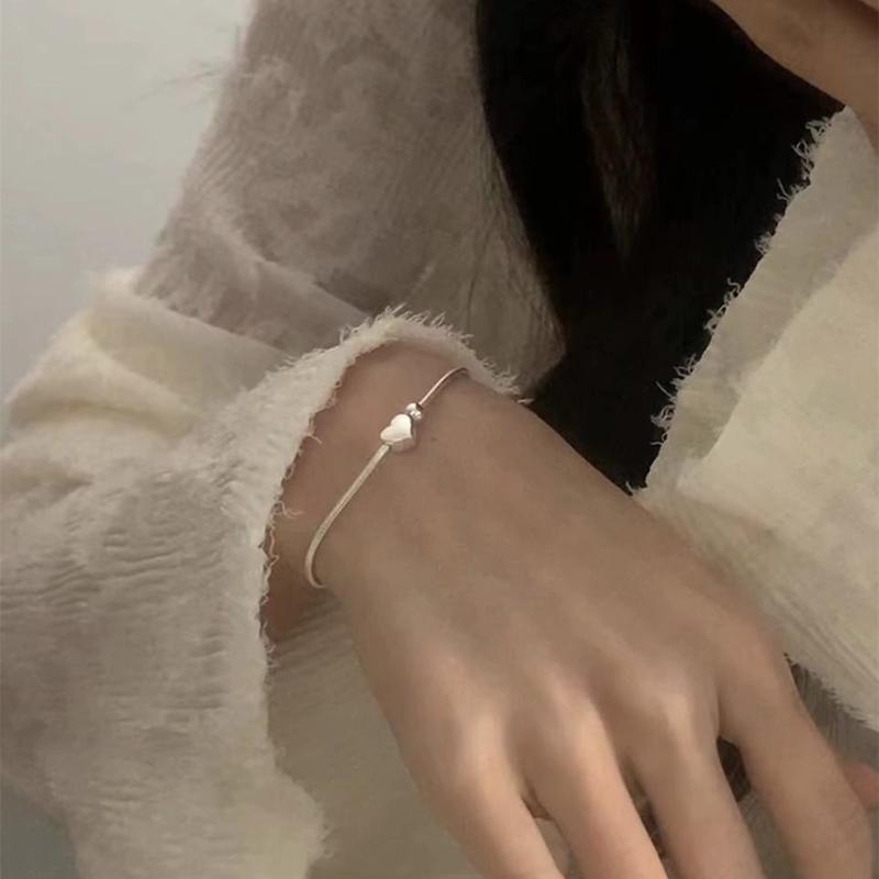 New 925 Sterling Silver Love Bracelet Simple Charm Woman Heart Bracelet Birthday Party Gift for Friends Exquisite Jewelry