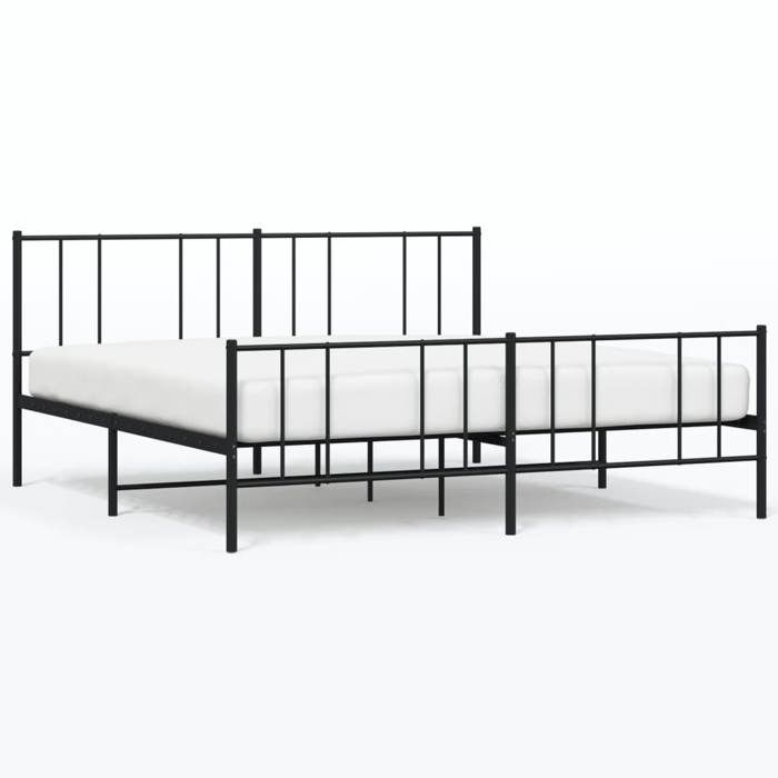 VidaXL Cadre de lit métal avec tête de lit-pied de lit noir 180x200 cm 352502