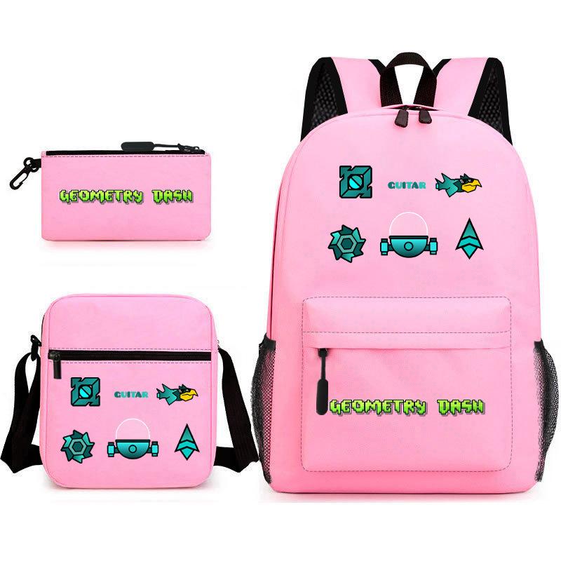 Geometric sprint trend starry sky schoolbag three-piece geometry dash heat transfer personalized backpack leisure bag