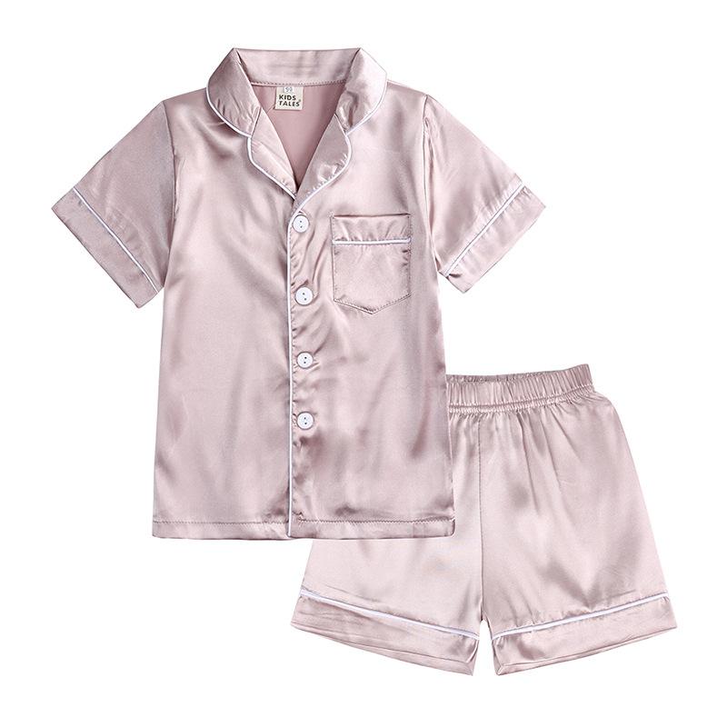 Summer Children's Imitation Silk Homewear Boys' and Girls' Silk Baby Ice Silk Pajama Set