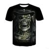 New Men's Horror Skull Halloween Print T-Shirt Breathable Comfortable Round Neck Casual Outdoor Party Top