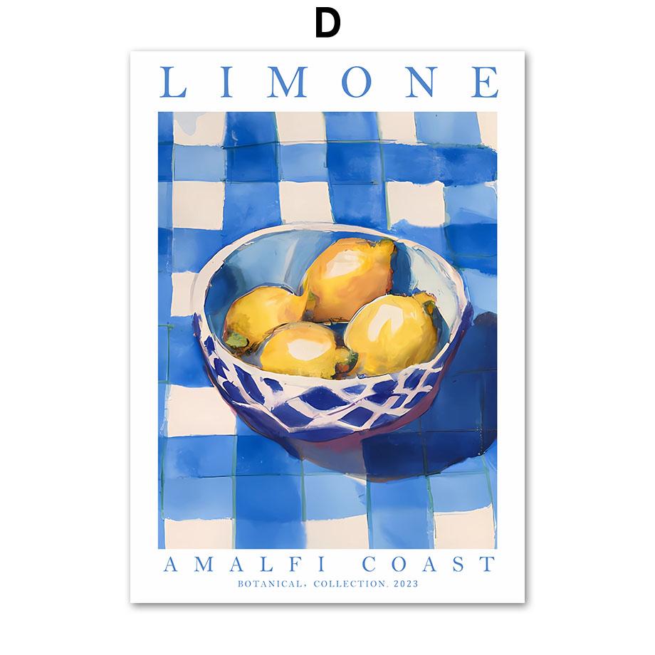 Venice Amalfi Sea Lemon Peach Orange Wall Art Canvas Oil Painting Fruit Posters And Prints Pictures for Living Room Home Decor