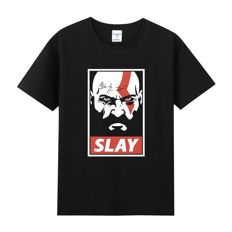 Loose Cotton Round Neck Short-sleeved T-shirt Men's PS4 Game God of War Kuiye Theme Printed Peripheral Clothes