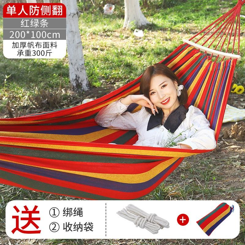 Outdoor Camping Hammock 1 Or 2 Persons Heavy-Duty Canvas Hanging Bed With Optional Spreader Bars Lightweight Portable