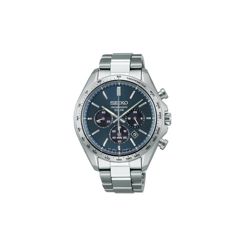 SEIKO antimagnetic 100 meters waterproof solar Quartz Steel Strap men s watch blue dial SBPY163 синий