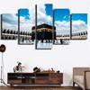 5 Pieces Poster Printed Modular Picture Canvas Painting Islamic Religious Hajj Round Wall Art For Musilm Living Room Home Decor
