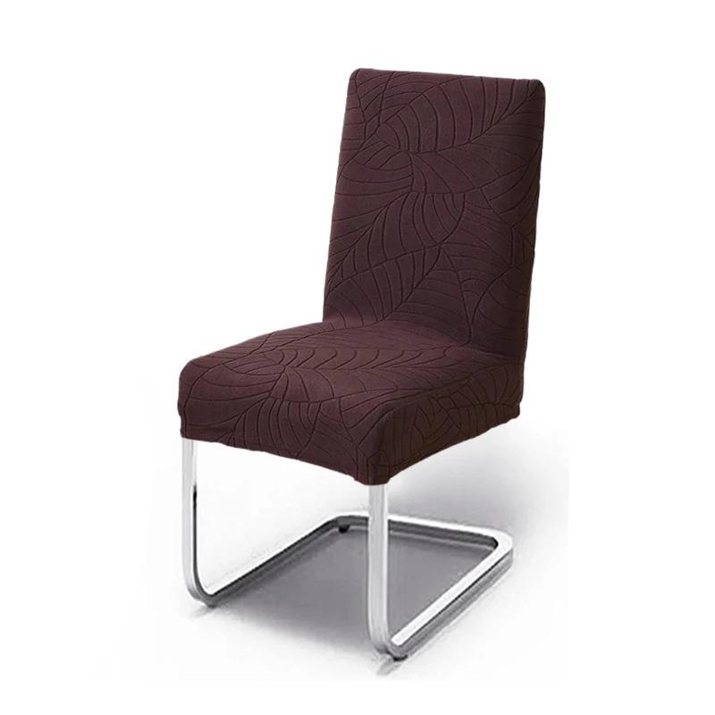 1-6Pcs Solid Spandex Chair Covers Leaf Pattern Seat Protectors For Kitchen Dining Room Home Restaurant Furniture