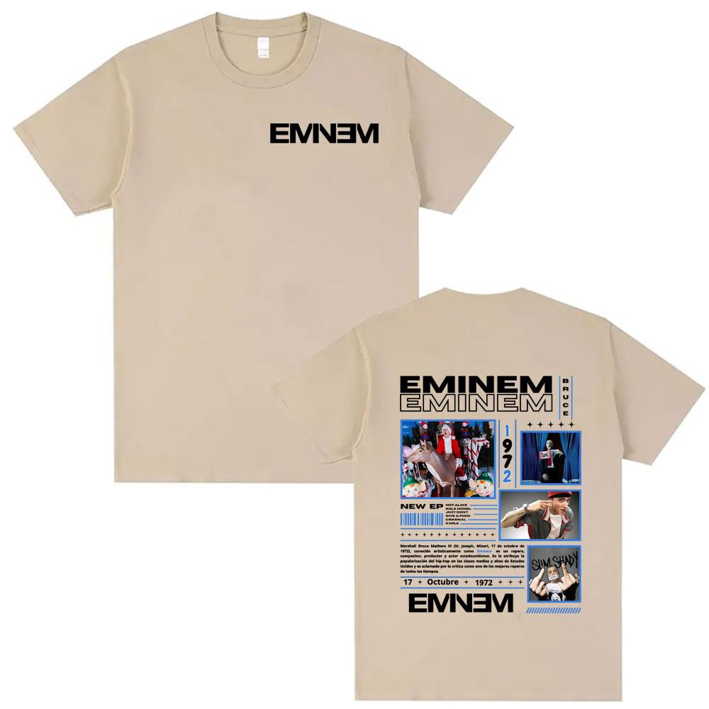 Rapper Eminem Slim Shady Album 2025 Bedrucktes T-Shirt Unisex Mode Hip Hop O-Ausschnitt Übergroßes T-Shirt Männer Frauen T-Shirt Streetwear
