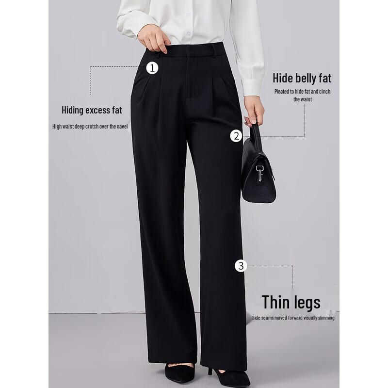 Tluoman Women's Black Straight-Leg Suit Pants