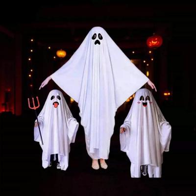 Bílý kostým ducha plášť, Halloweenský hororový cosplay převleková rekvizita