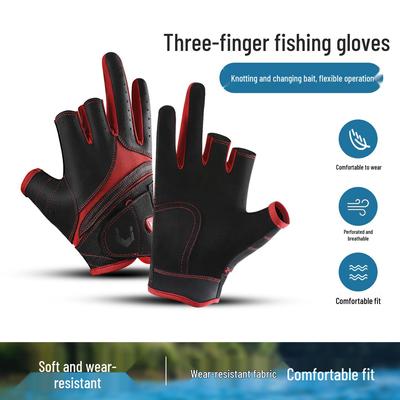 Vilico Outdoor-Sportarten Anti-Rutsch Drei-Finger-Angelhandschuhe für Herbst und Winter