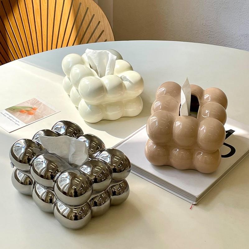 Ceramic Tissue Box Dining Table Living Room Decor Modern Minimalist Cotton Candy Style Paper Towel Holder