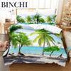Beach Coconut 3D Tree Duvet Cover Ocean Beach Plants Bedding Collection Comforter Cover Collection For Boy Girls Bedroom Decor Bedding Collections