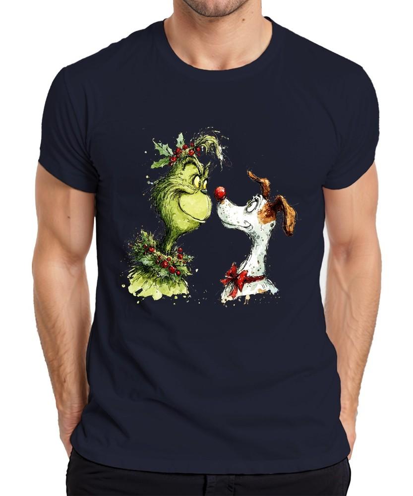 Grinch Christmas Max Dog Red Nose Funny Retro Unisexs Tshirt S