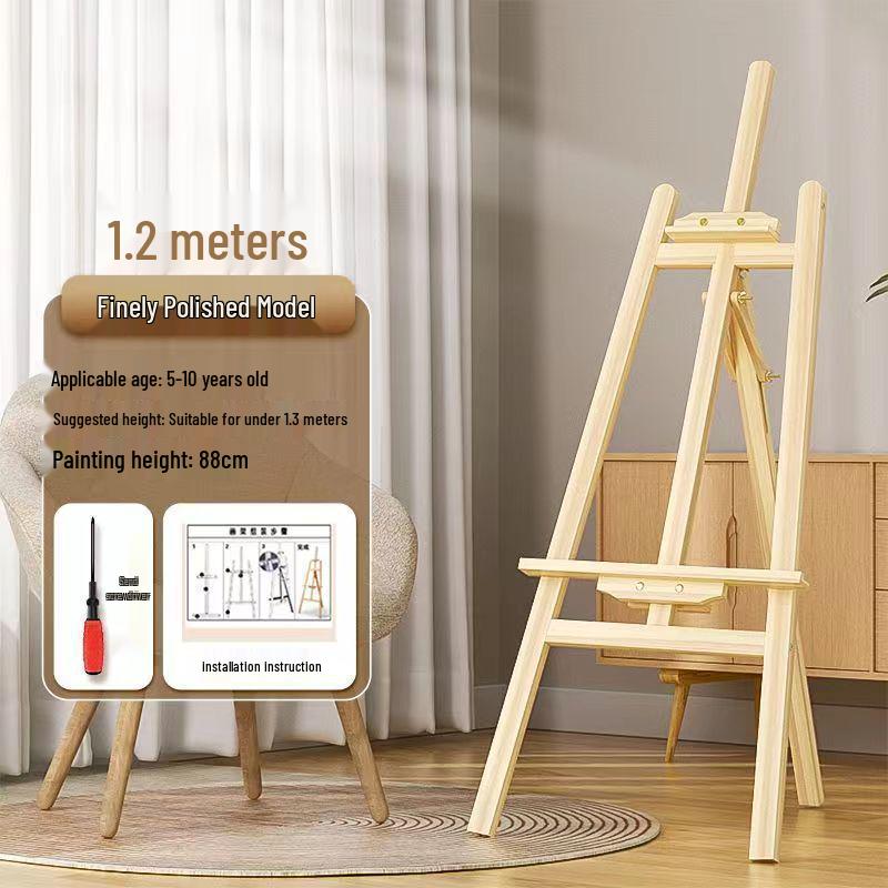Wooden Tripod Floor Easel for Oil Painting - Foldable Art Student Stand