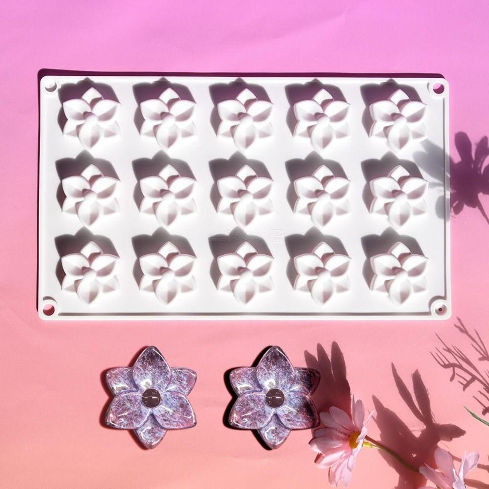 15-Cavity Design Baking Mold Reusable Flower Shaped Flower Silicone Mold Flexible Non-Stick Cookie Chocolate Mold Home Baking