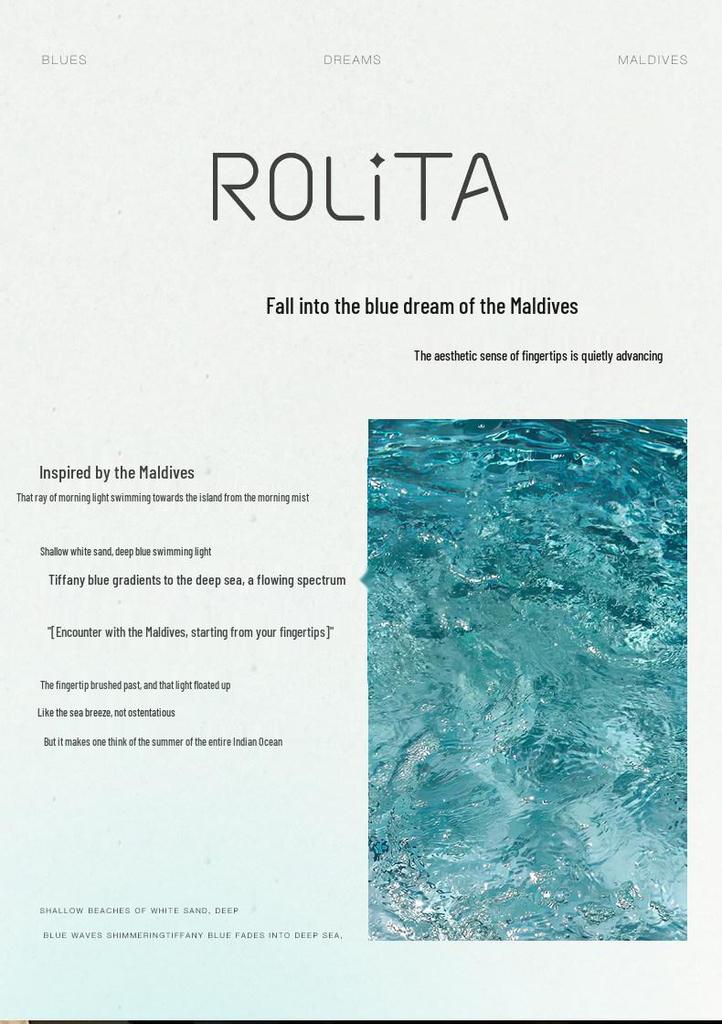 ROLITA Maldives Cat Eye Gel Polish Set - Super Sparkle Blue Pedicure Kit with Transparent Glass Beads.