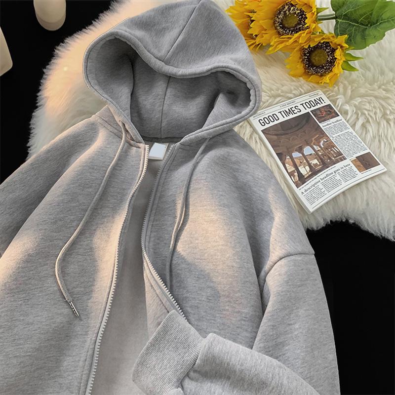 Men's Unisex American-Style Casual Fleece-Lined Hoodie/Cardigan - Perfect for Couples In Trendy Autumn/Winter.