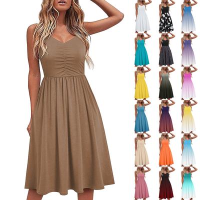 Dresses For Women Casual Summer Spaghetti Strap Tank Sleeveless Beach Dress A Line Dress Loose Sundress