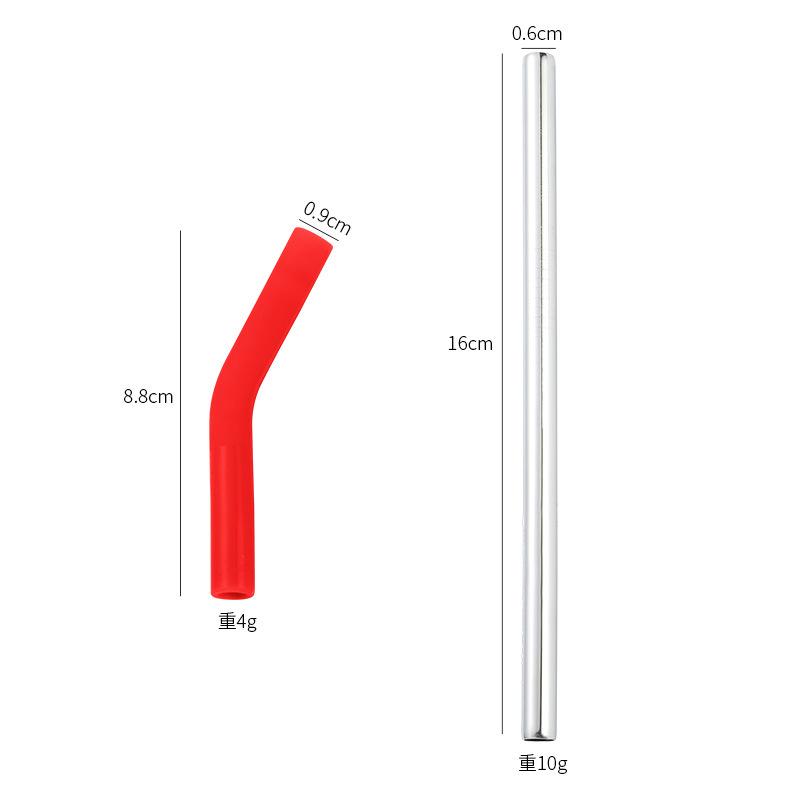 Long Metal Straw With Silicone Tips Cleaning Brush Stainless Steel Drinking Straw With Covers