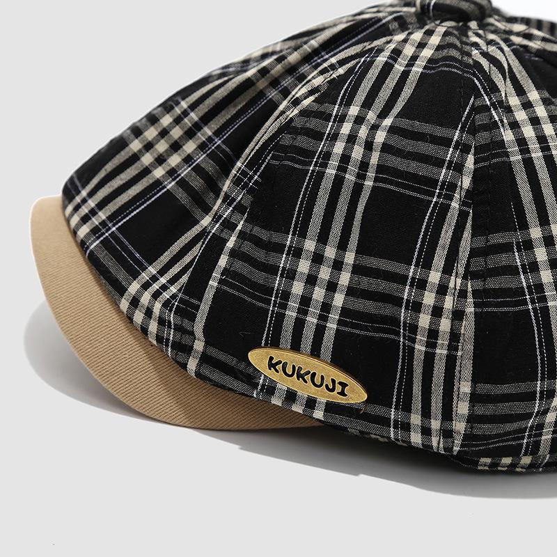 Kids' Artistic Plaid Beret - Trendy Retro Hat for Boys and Girls