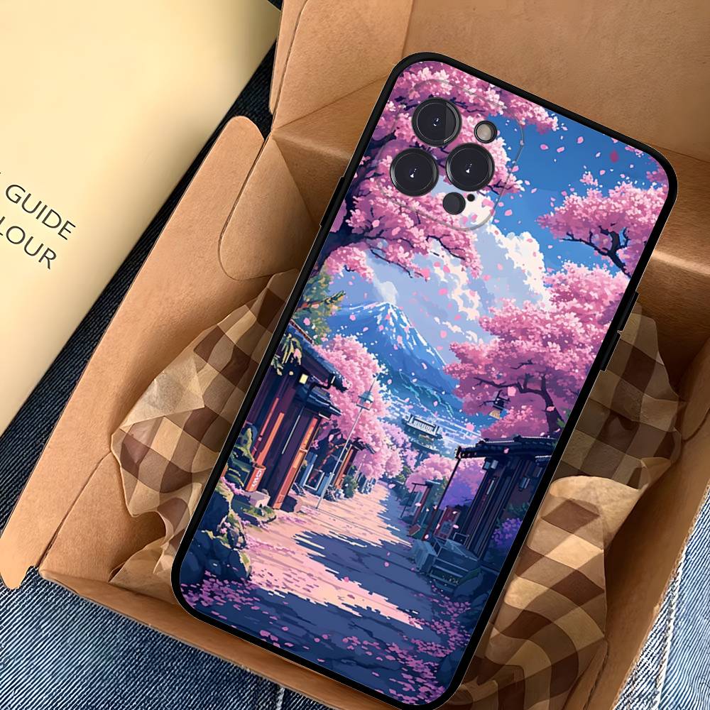 Japanese Mount Landscape Wave Phone Case For IPhone 17 Pro Max Air Back Cover 16 15 14 13 12 11 Pro Max Case