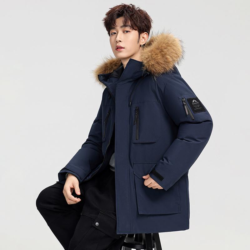 Winter Down Jacket for Couples, Outdoor Mountain Sports, Fur Collar Hooded Jacket