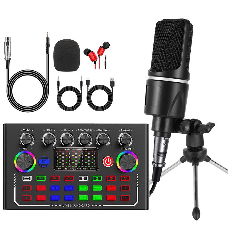 X1 English Sound Card Kit: Desktop Tripod, Mobile/PC Compatible for Live Broadcast, Singing, and Recording