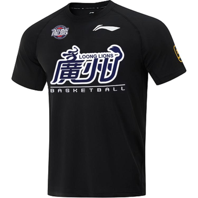 

Li Ning Серия CBA 24 Сезон Команда Гуанчжоу Удобная Повседневная Простая Футболка с Коротким Рукавом для Баскетбола Мужская Топы Черный ATSU961-2 M